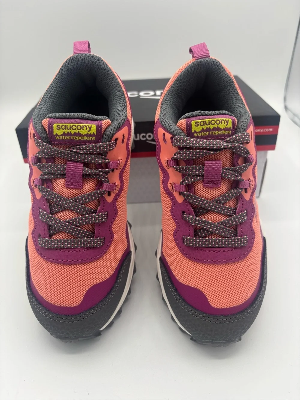 Saucony Peregrine Waterproof Trail Shoes - Coral & Magenta  Size 12